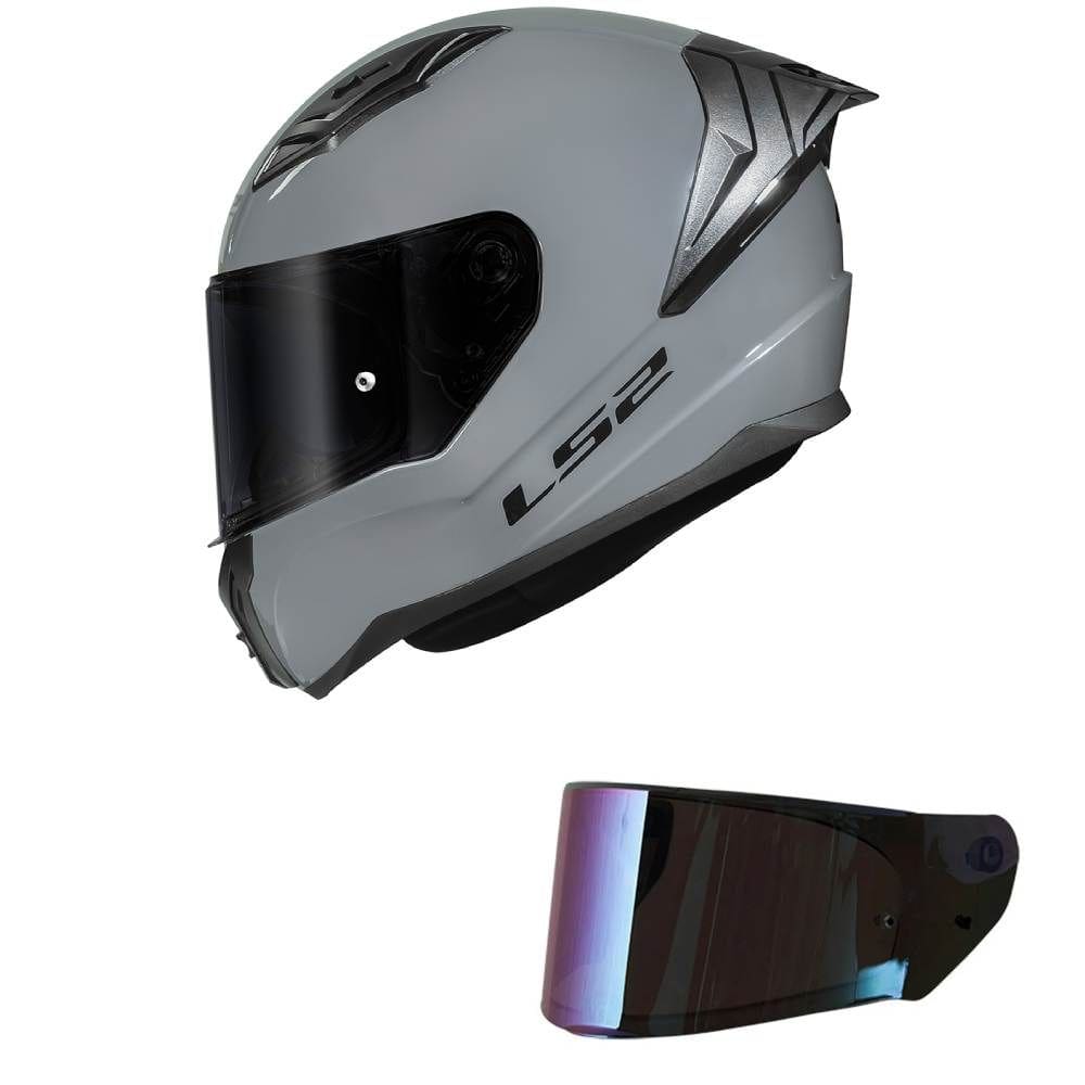 Capacete LS2 FF810 Vigo Monocolor Cinza Nardo Mais Viseira Camaleão