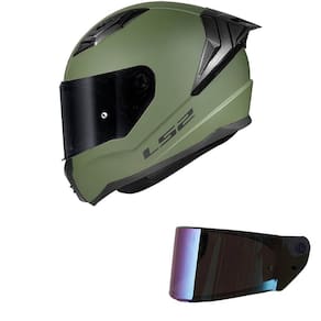 Capacete LS2 FF810 Vigo Monocolor Verde Militar Fosco Mais Viseira Camaleão