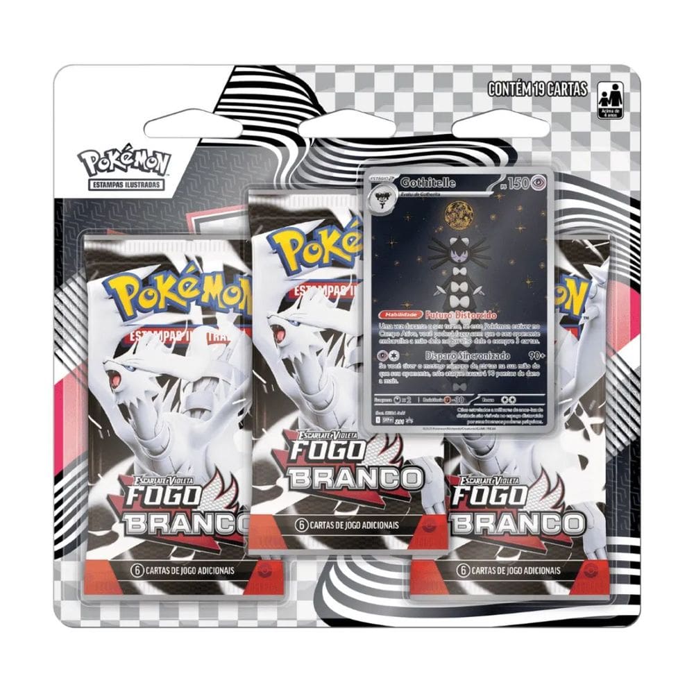 Blister Triplo Pokémon Escarlate e Violeta Fogo Branco Gothitelle TCG Cards Cartas Baralho Coleção