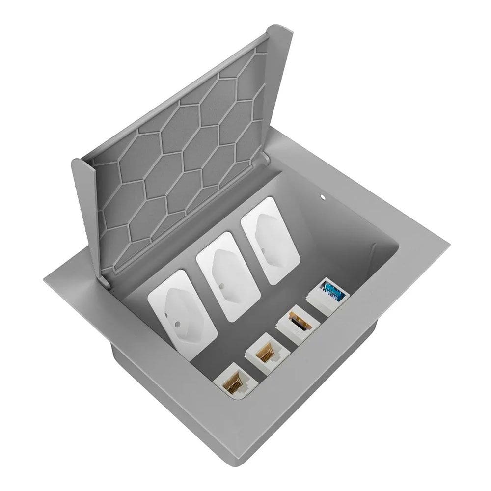 Caixa Embutir 3 Tomada 2 HDMI 1 RJ45 1 USB Charger mesa