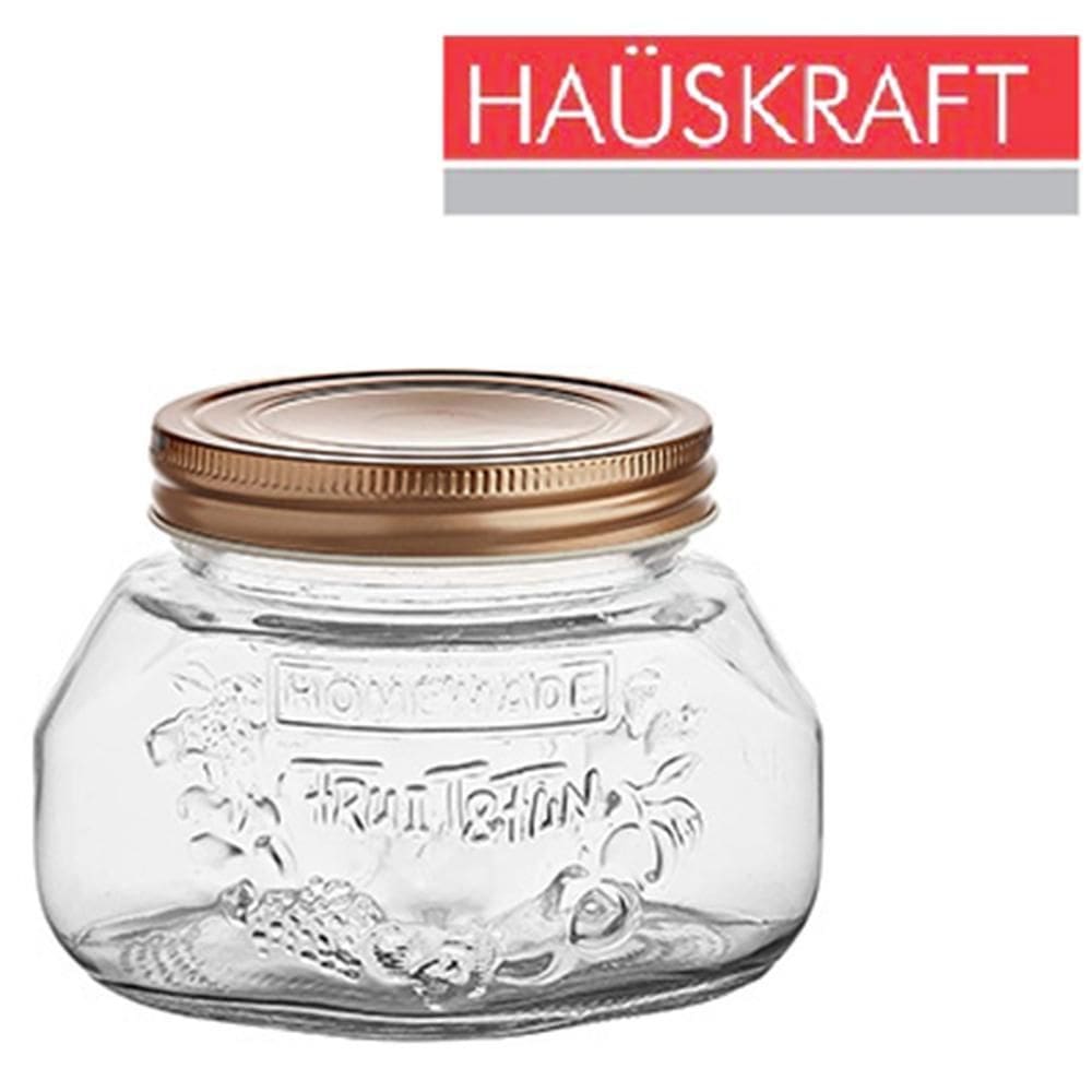 Pote De Vidro Relevo Square Com Tampa Hermética Rose Gold