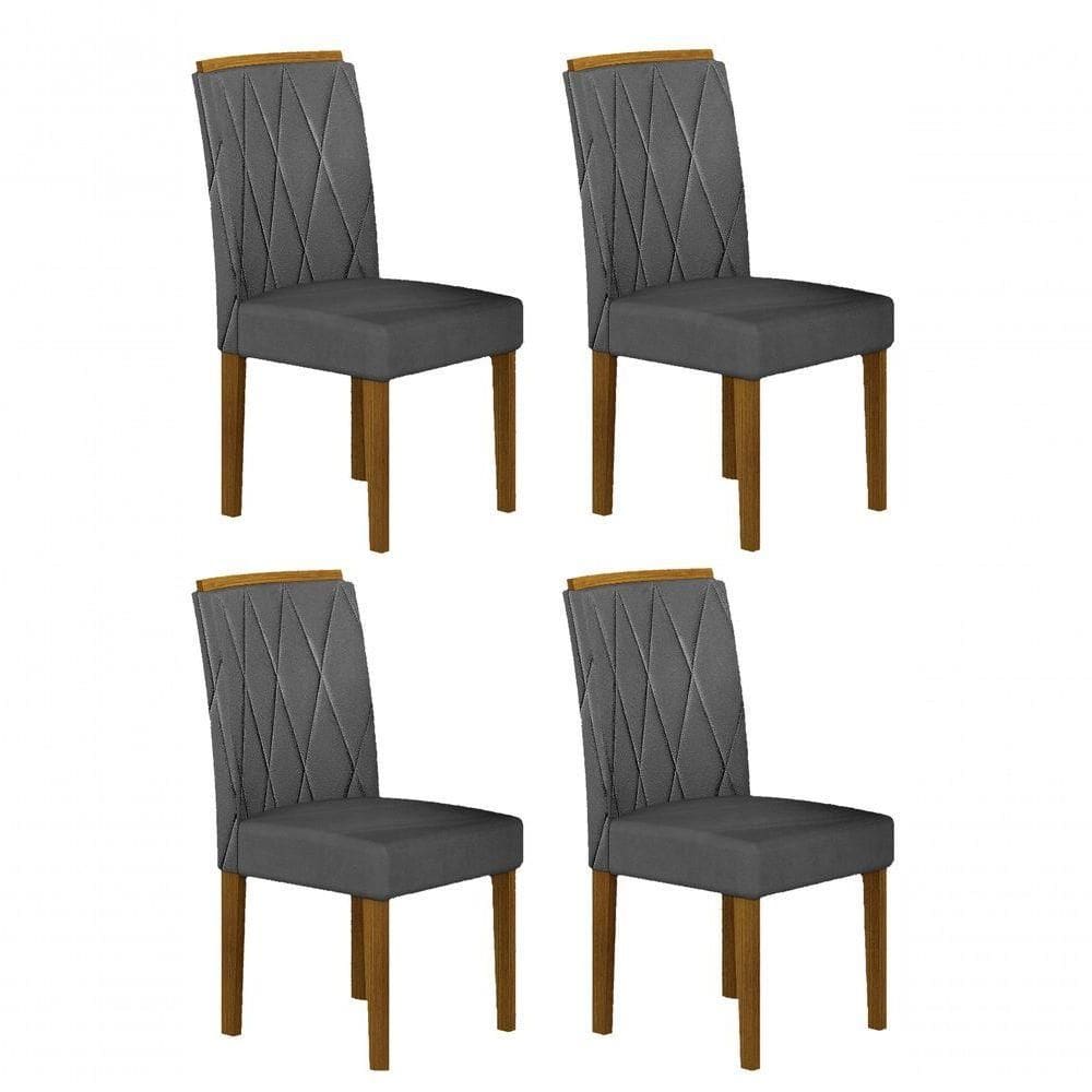 Kit 04 Cadeiras Sala De Jantar Lorena Mdf Moveis Leifer Freijó,joli Chumbo
