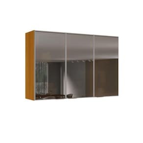 Armário Aéreo De Cozinha Itatiaia 120cm Em Madeira Cinamomo Com Vidro Temperado Reflecta