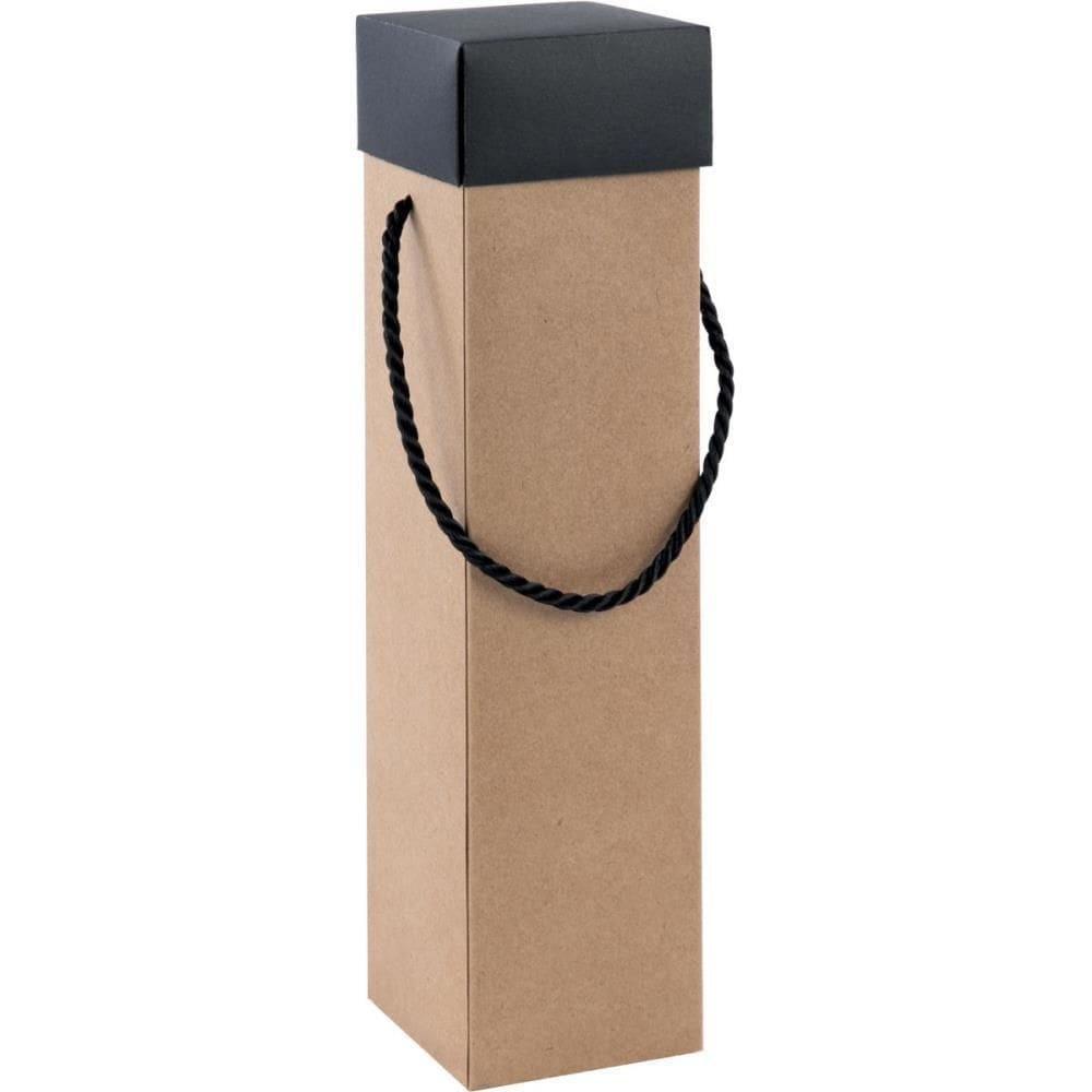 Embalagem Para Garrafa 8X8X33Cm Cx.Kraft/Preta C/Alca
