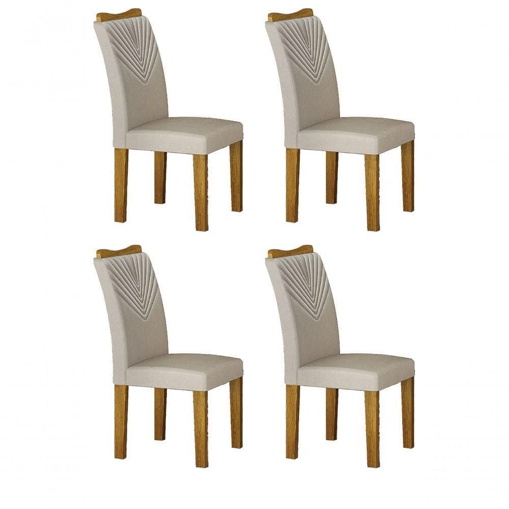 Kit 04 Cadeiras Sala De Jantar Clara Madeira Moveis Leifer Freijó,joli Palha