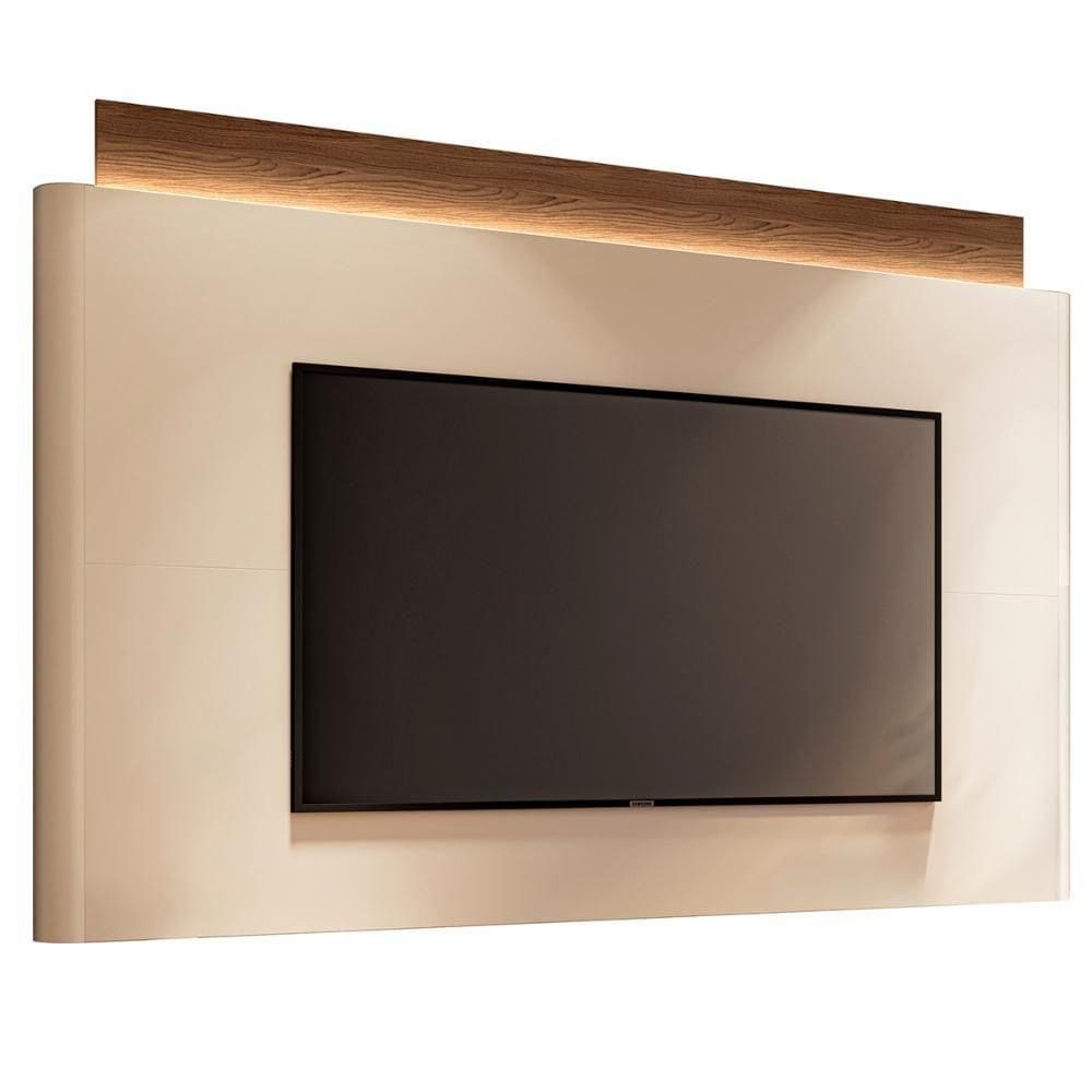 Painel Nobre Com Led Para Tv Até 85” Polegadas 208,5 Cm Off White/castanho