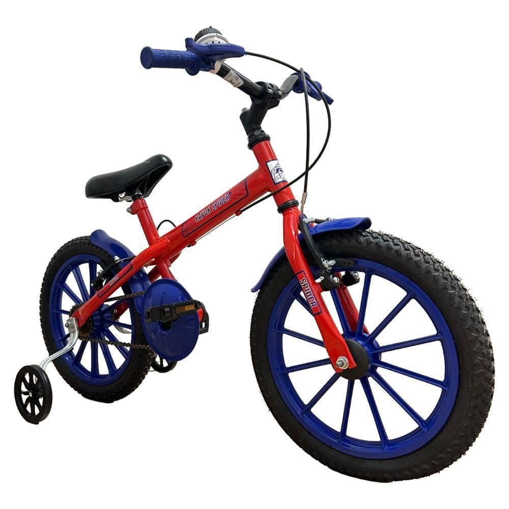 Bicicleta Aro 16 Infantil Com Rodinhas E Buzina 3 A 7 Anos Meninos Meninas Spider Azul