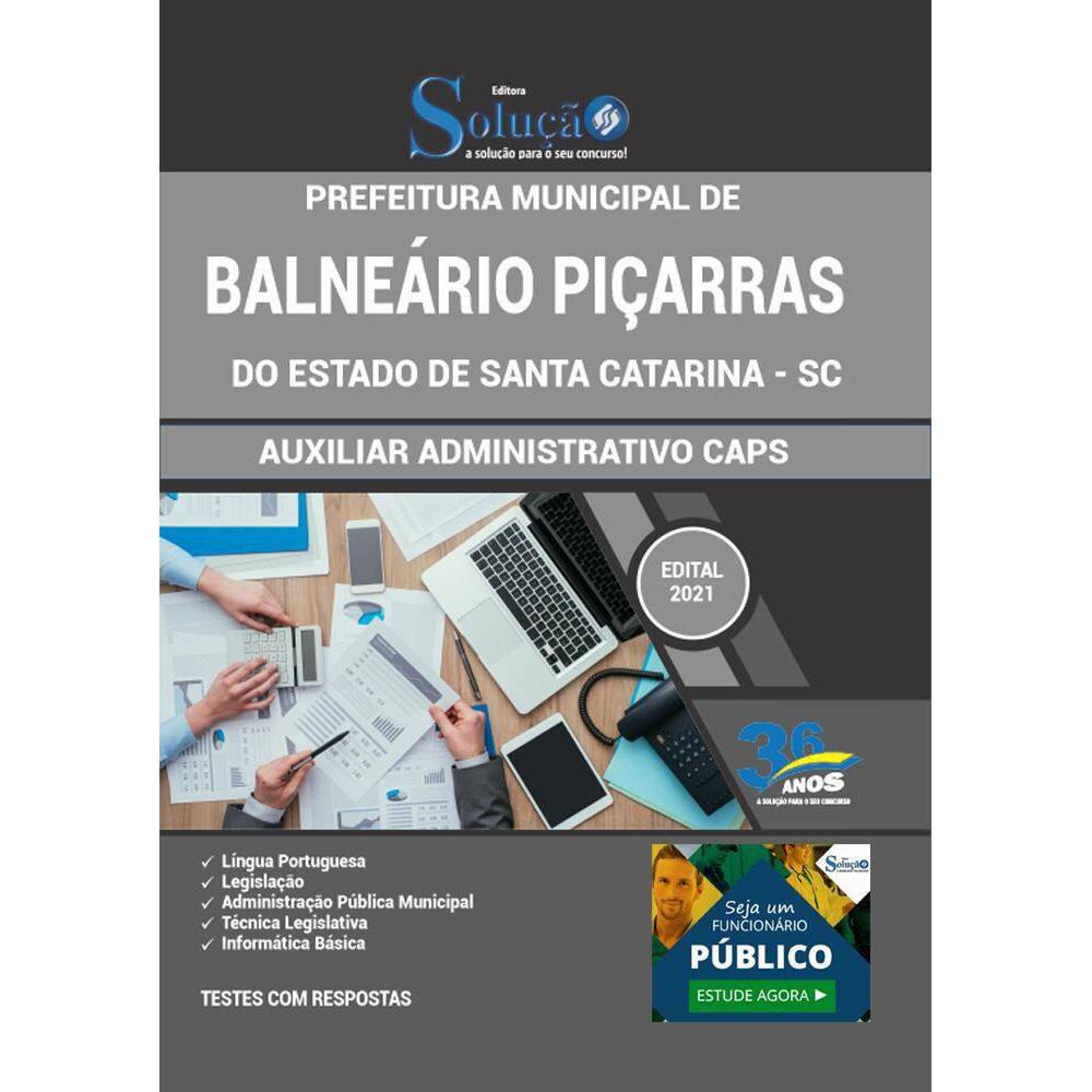 Apostila Balneário Piçarras Sc Auxiliar Administrativo Caps