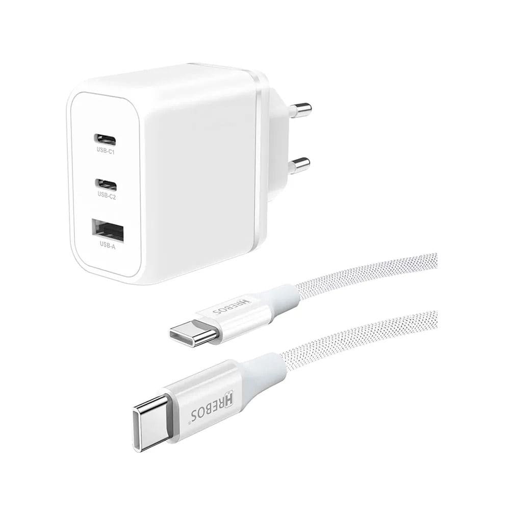 Carregador Turbo Hrebos Crg-504c Usb-c Branco 65w 1m
