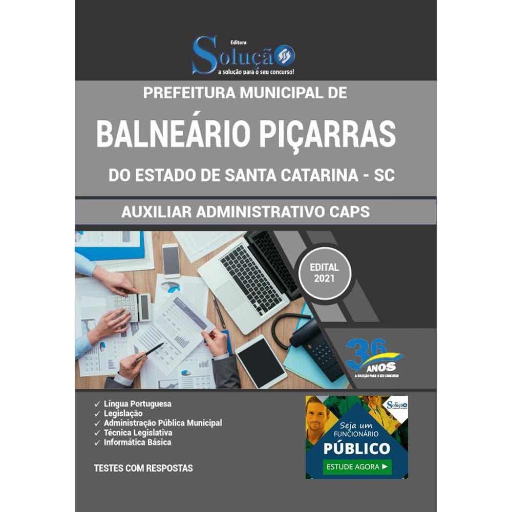 Apostila Balneário Piçarras Sc Auxiliar Administrativo Caps