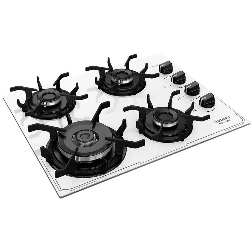 Cooktop Tripla Chama Itamaster 4 Bocas Vidro Branco Bivolt
