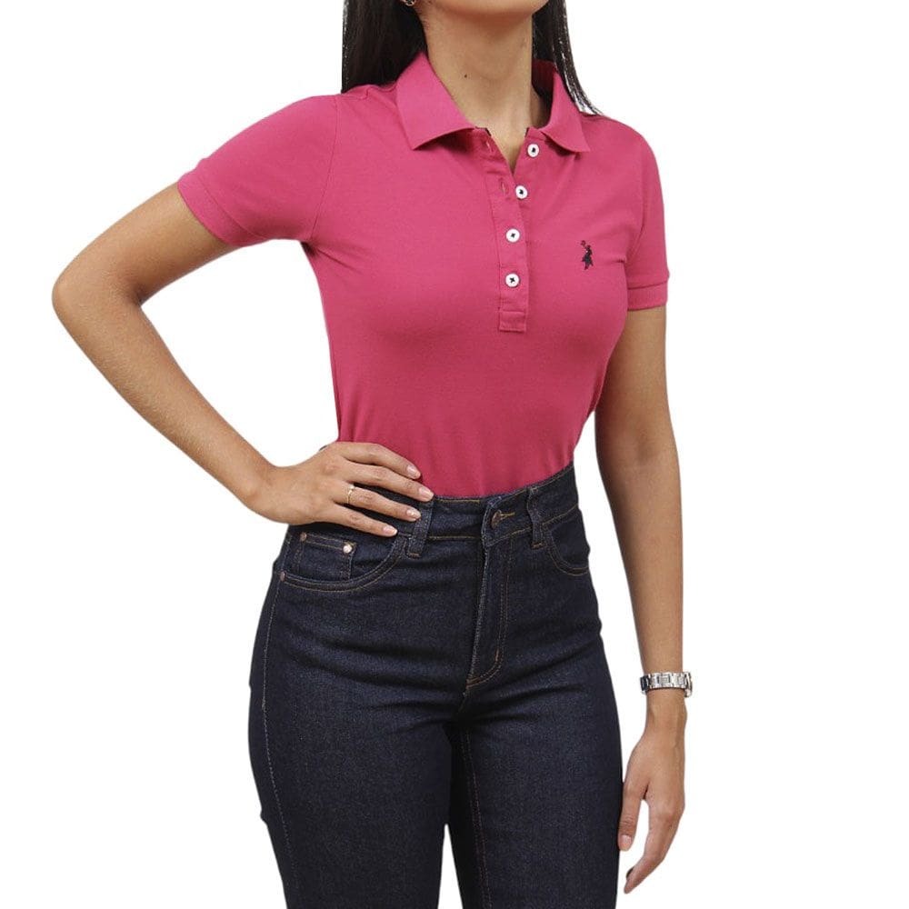 Camisa Gola Polo Feminina Rosa Austin 38027