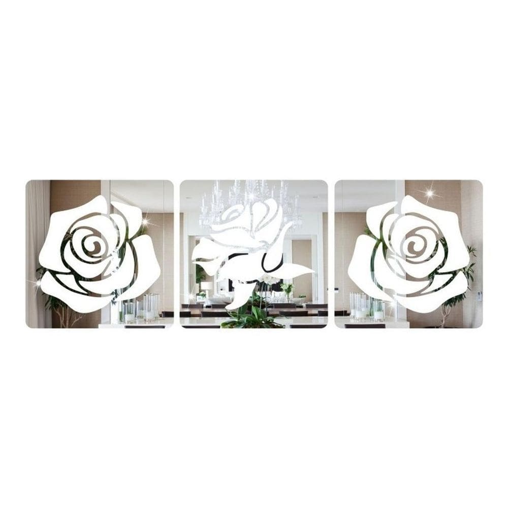 Espelho Decorativo 3 Rosas Em Acrílico Sala Quarto
