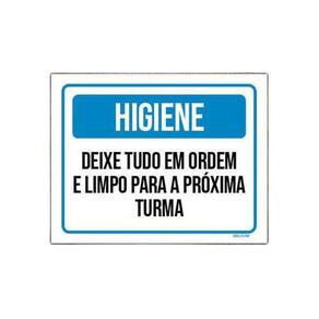 Placa De Sinalização - Higiene Deixe Tudo Em Ordem 36X46