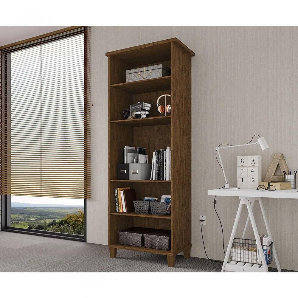 Armário Organizador Multiuso Com Prateleiras Library Malbec - Luapa