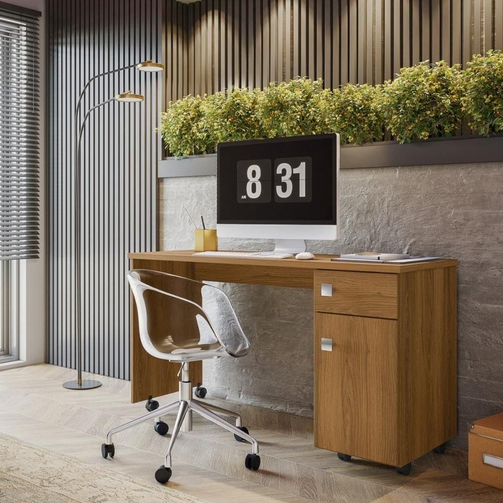 Escrivaninha Home Office Estudo Malta 1 Porta E Gaveteiro - Freijo