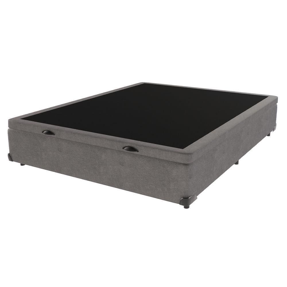 Base Box Com Baú Bege Viúvo 128cm De Madeira Kazamix Cinza
