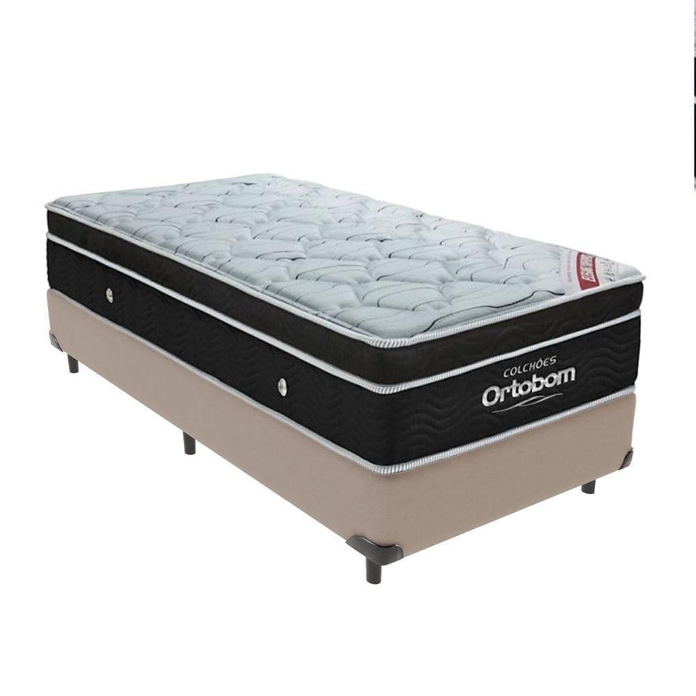 Cama + Box Colchão Molas Ensacadas Solteiro Ortobom Elegant Pillow Bege