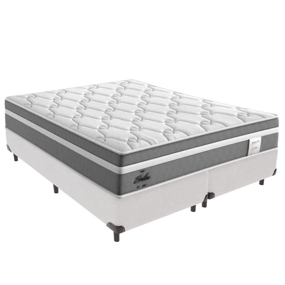 Cama Box Queen E Colchão Molas Ensacadas Berlim Probel - Branco