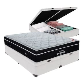 Cama+ Box Com Bau Ortobom Colchão Queen Com Molas Ensacadas Branco
