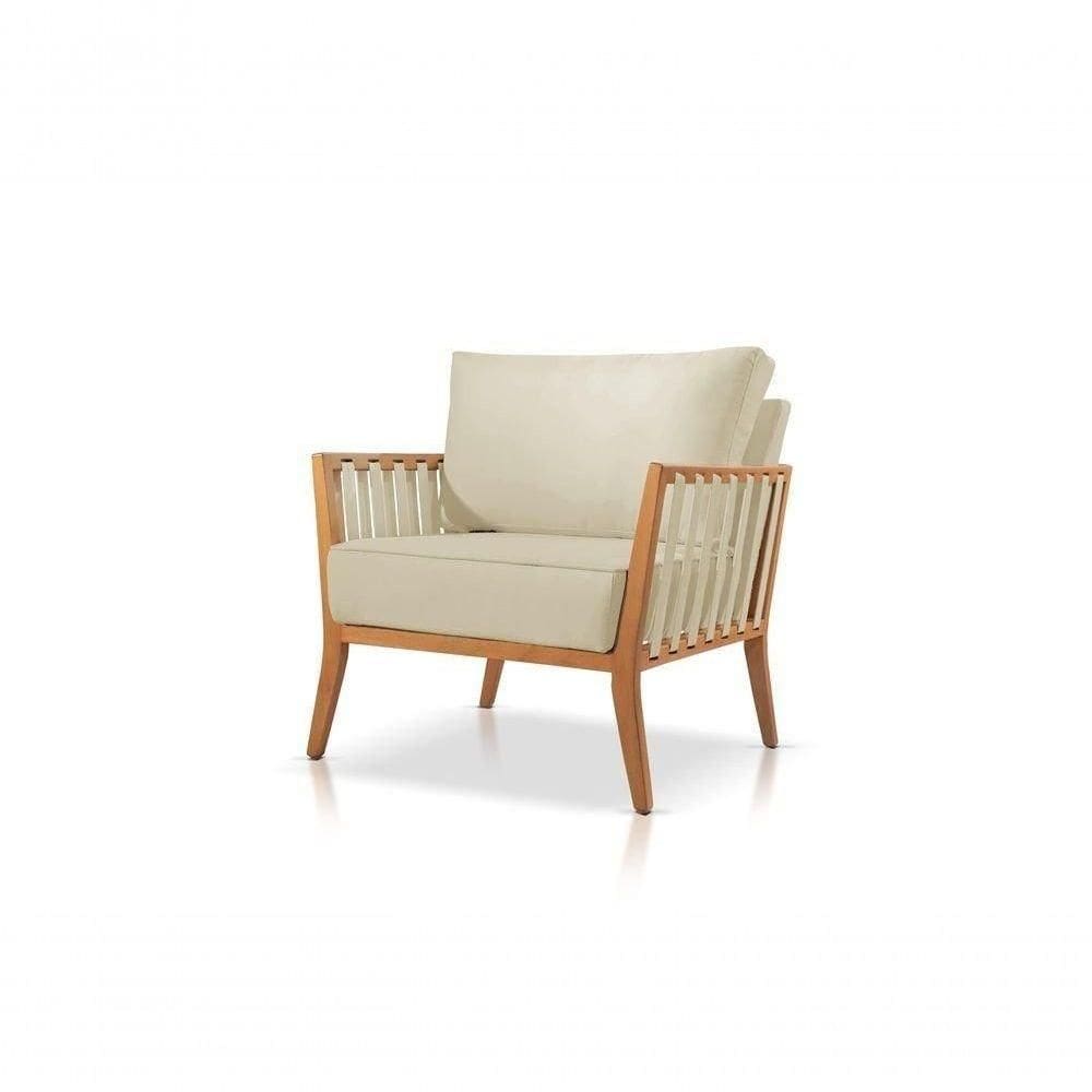 Poltrona Safira Suede Bege Claro Sala Estar Confort Sala
