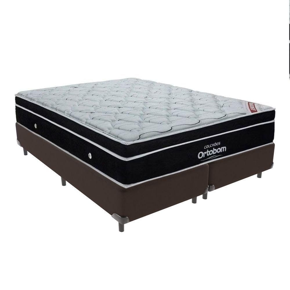 Cama + Box Colchão King Com Molas Ensacadas Ortobom Europillow Elegant Marrom
