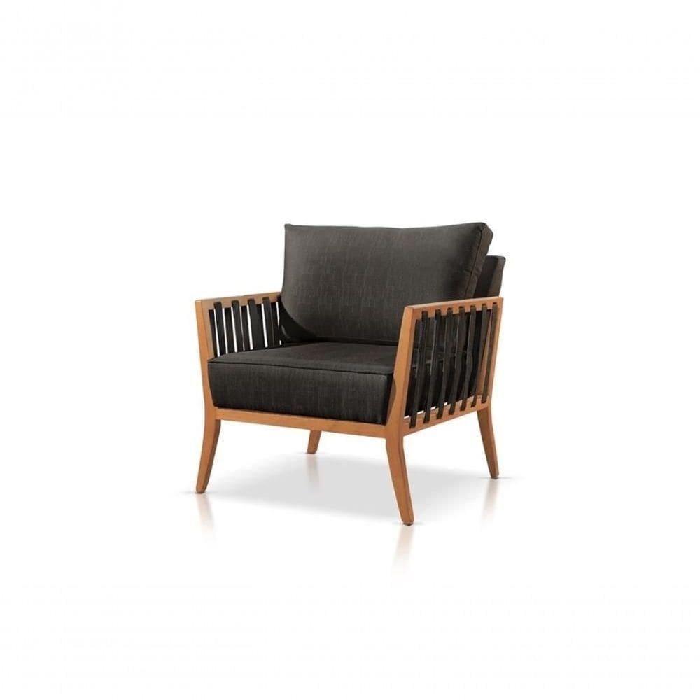 Poltrona Safira Linho Preto Decorativa Sala Estar Confort