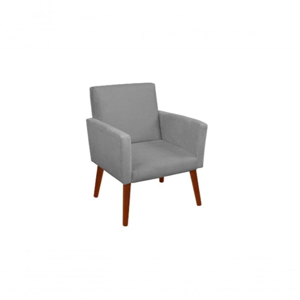 Cadeira Poltrona Estofada Luxo Decorativa Sala De Jantar Mesa Quarto Cinza Claro