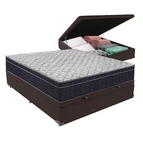 Kit Casal Cama Bege Box Baú Colchão Extra Firme Ortobom D45 Marrom