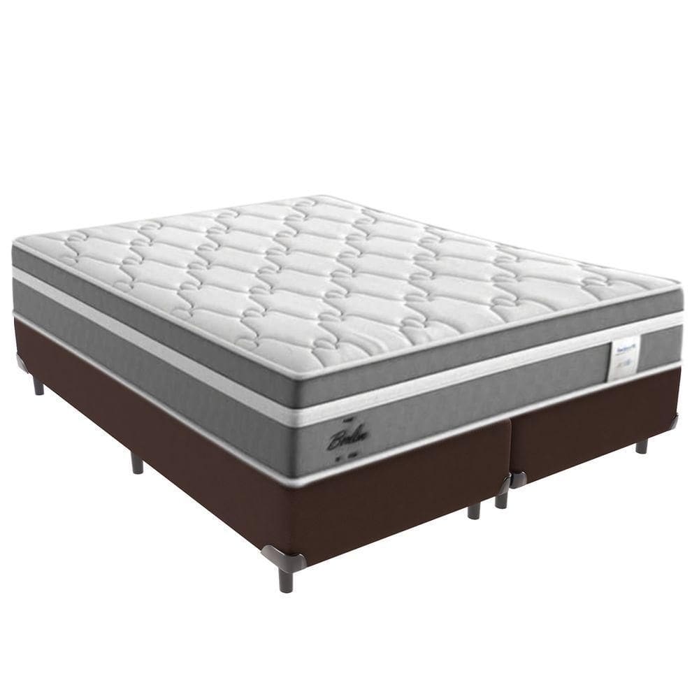 Cama Box Queen E Colchão Molas Ensacadas Berlim Probel - Marrom