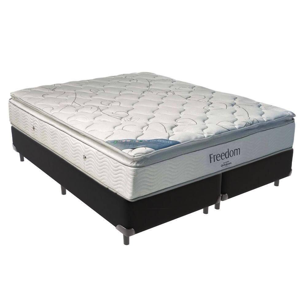 Cama Box Queen E Colchão Freedom Ortobom D33 Preto