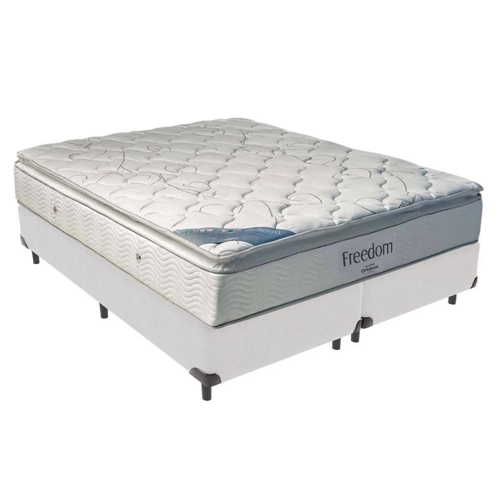 Cama Box Queen E Colchão Freedom Ortobom D33 Branco