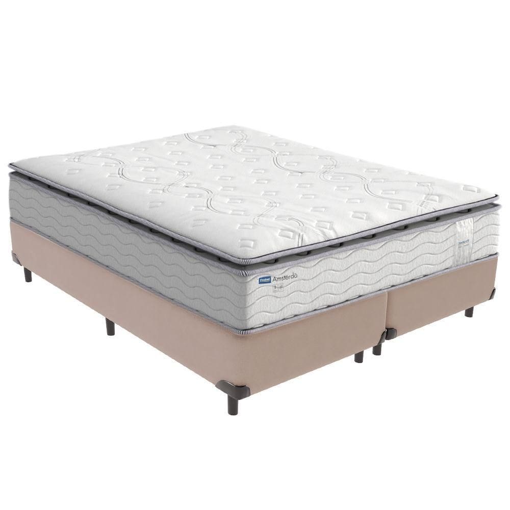 Cama Box Queen E Colchão Molas Ensacadas Amsterdã Probel - Bege
