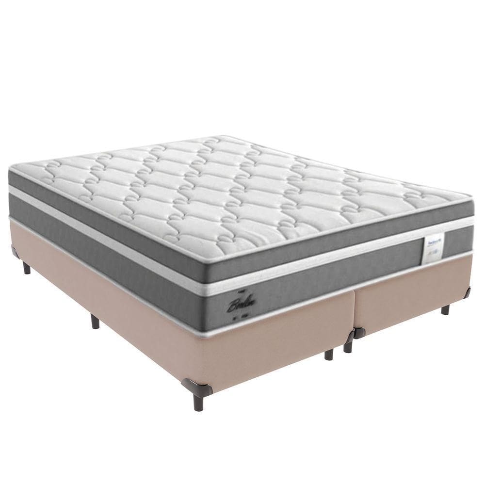 Cama Box Queen E Colchão Molas Ensacadas Berlim Probel - Bege