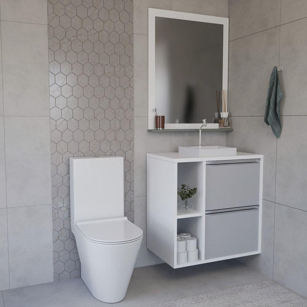 Conjunto Gabinete E Espelhiera Plena Compact 100cm Cinza