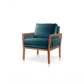 Poltrona Perla Suede Azul Decorativa Sala Estar Confort