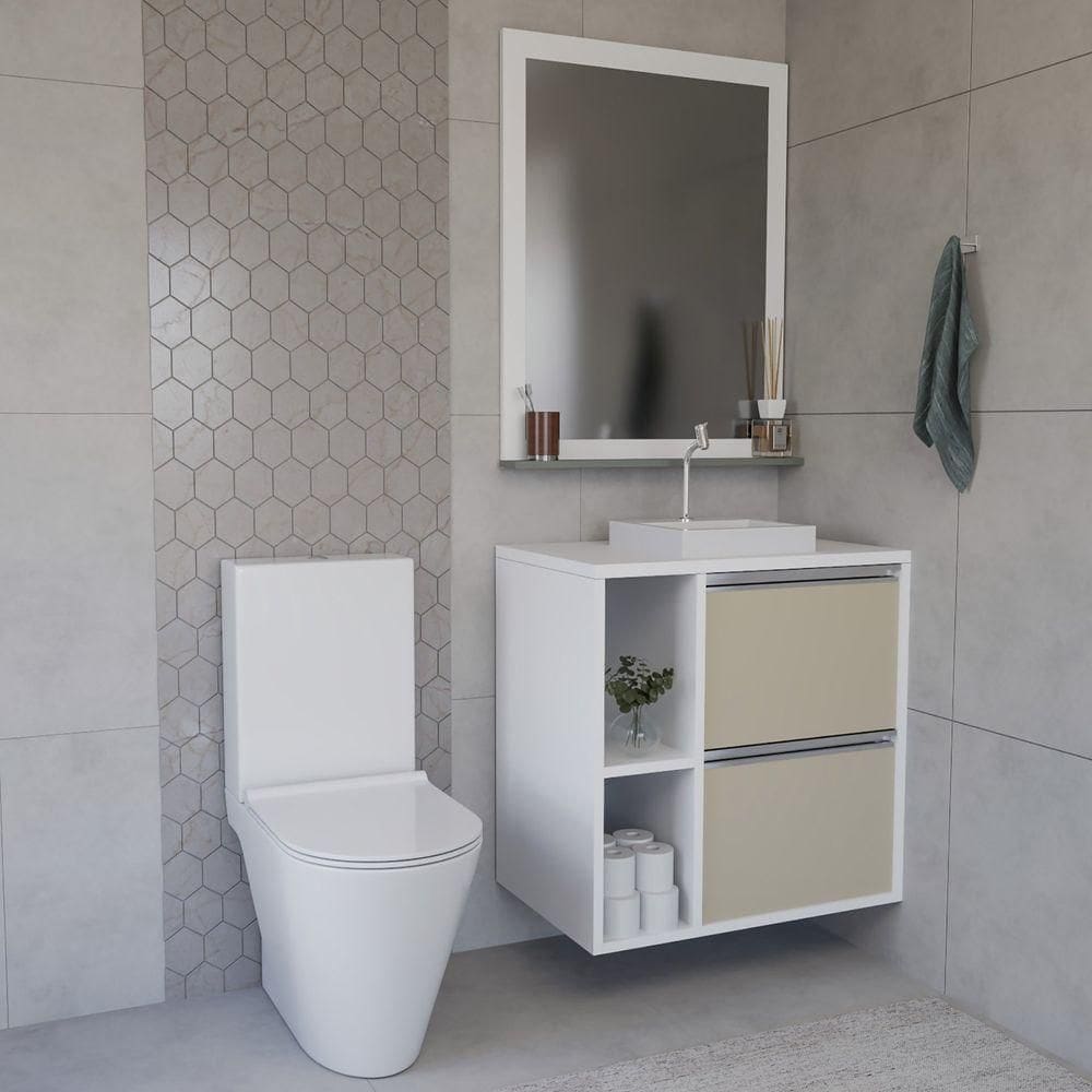Conjunto Gabinete E Espelhiera Plena Compact 60cm Creme