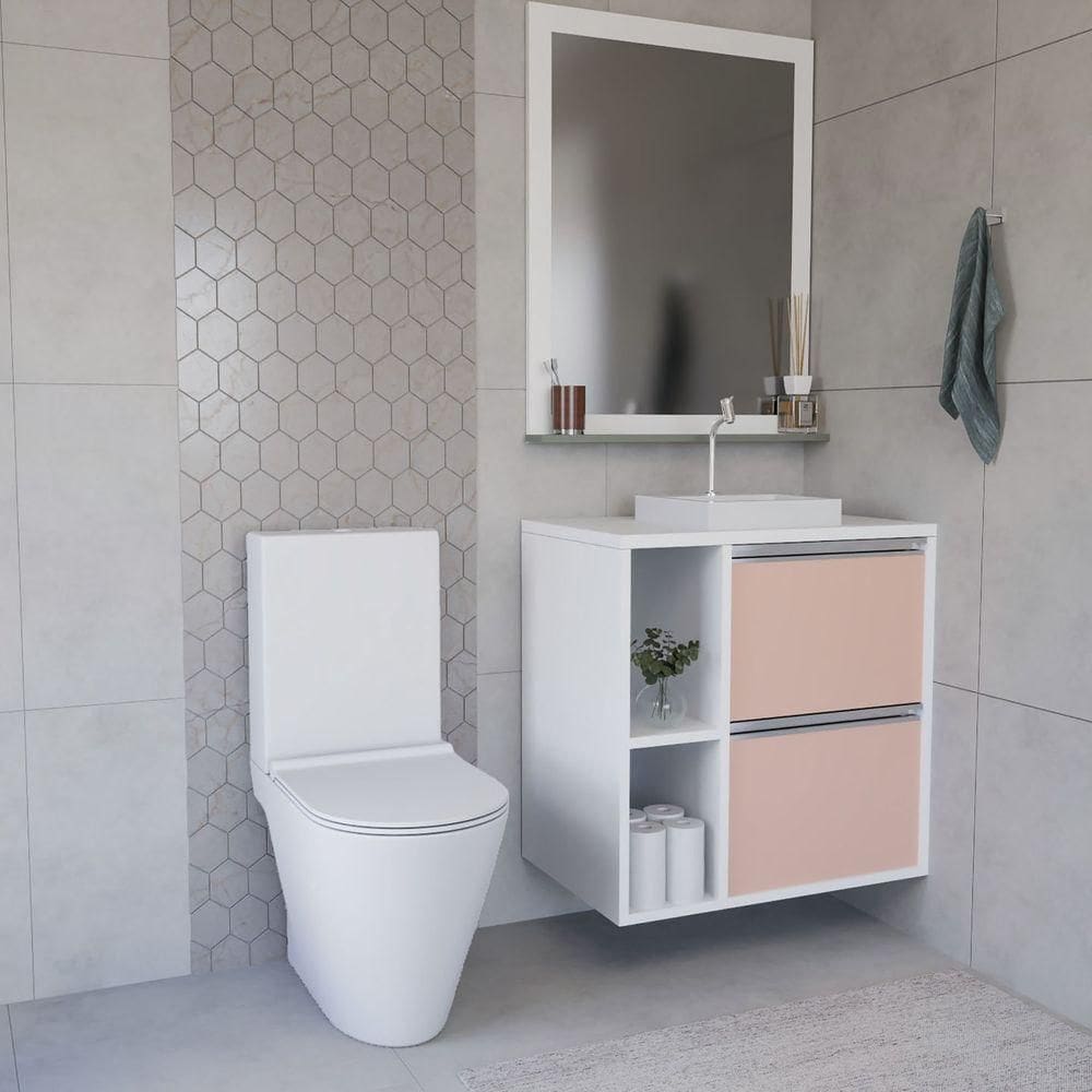 Conjunto Gabinete E Espelhiera Plena Compact 100cm Salmão