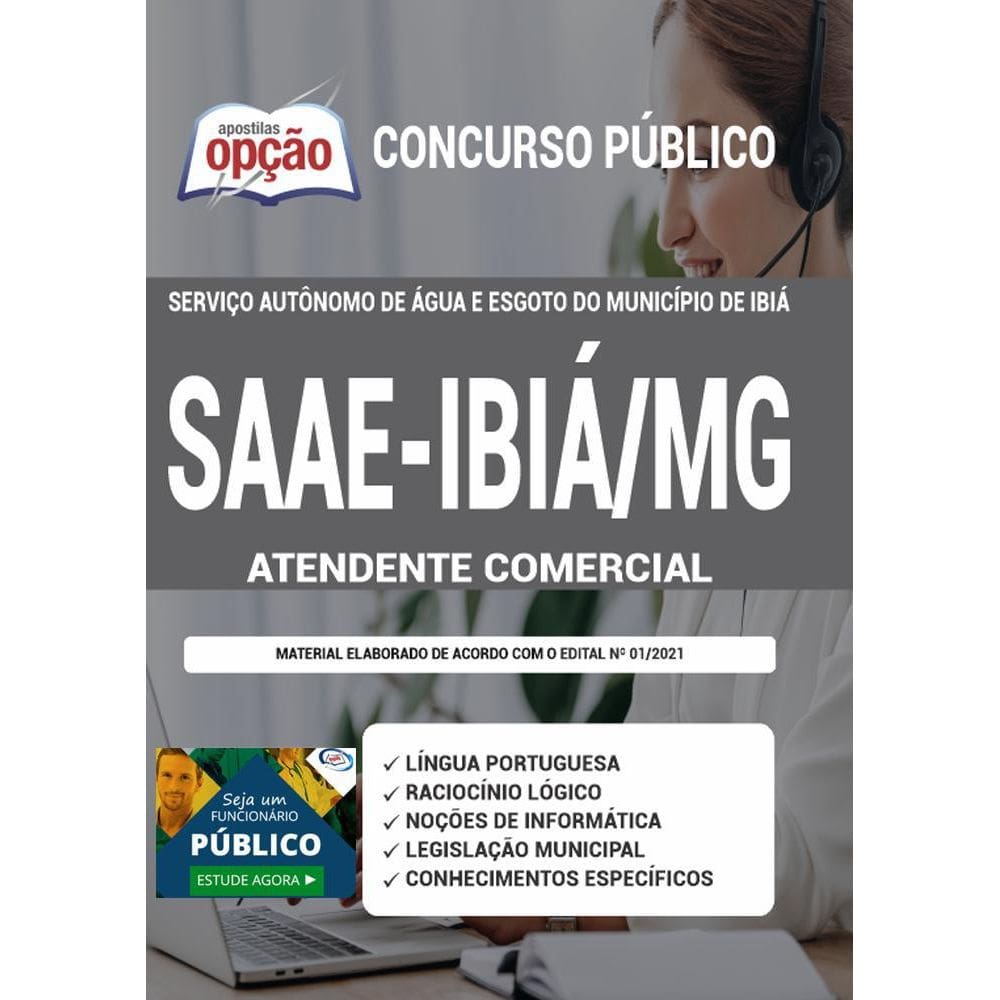 Apostila Concurso Saae Ibiá Mg - Atendente Comercial