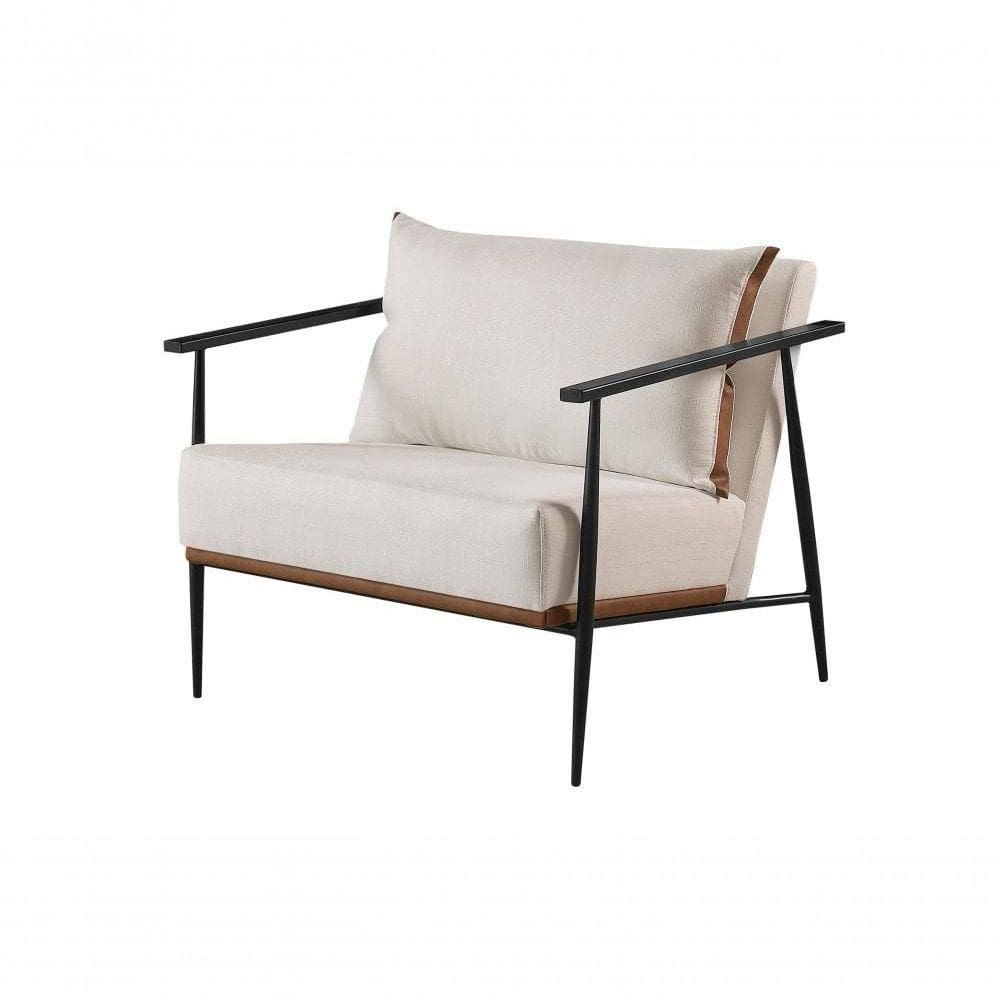 Poltrona Mari Linho Off-white Sala Estar Confort