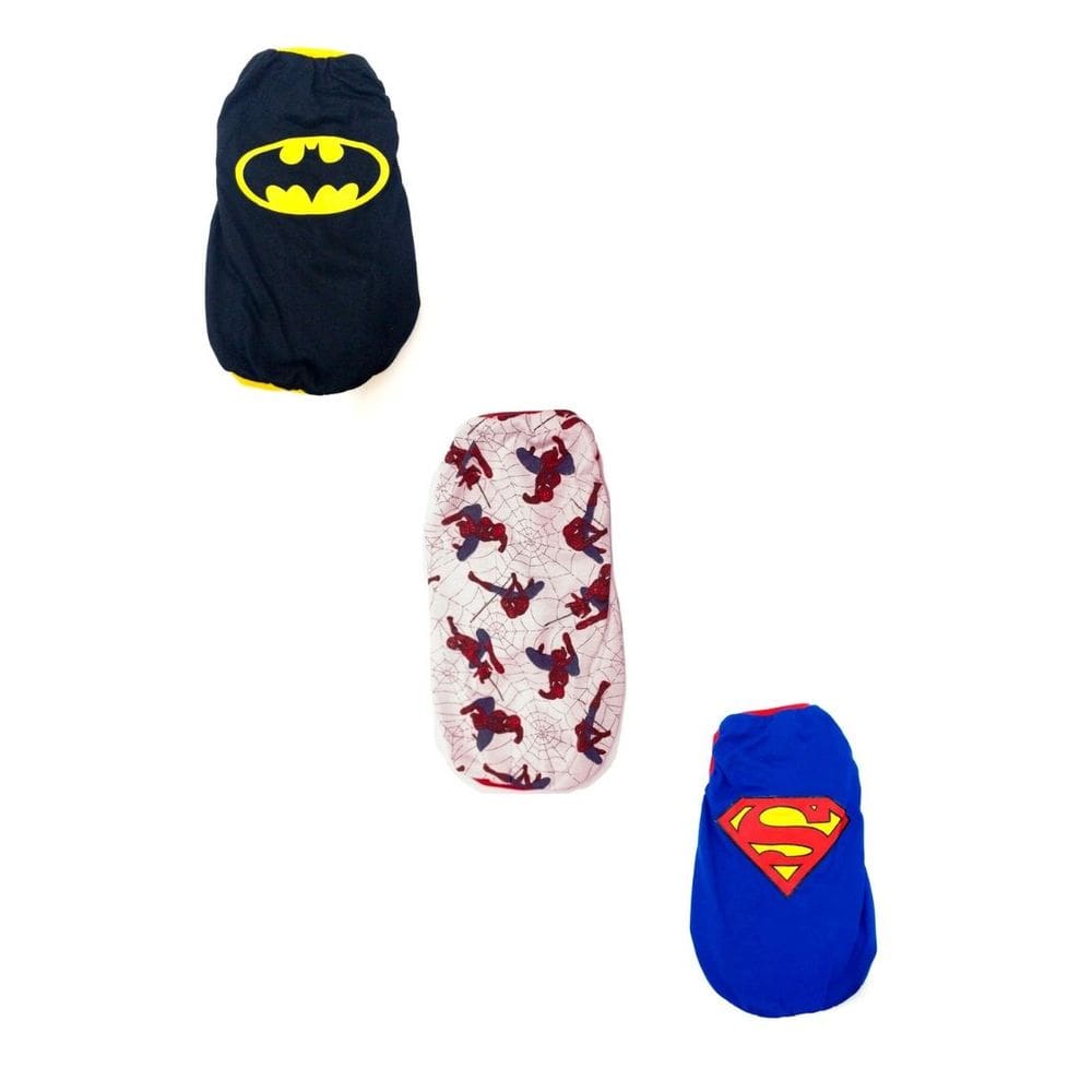 Kit 3 Camisetas Pet Super Heróis Tamanho P