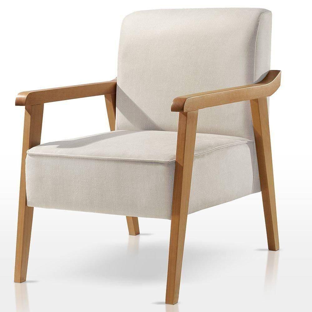 Poltrona Amora Linho Off-white Confort Sala De Estar