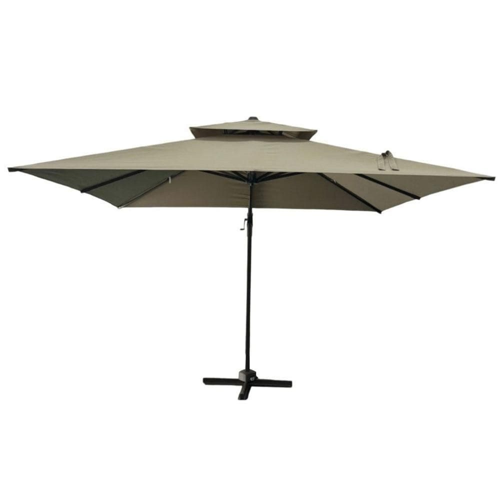 Ombrelone Lateral Trancoso Tulum Fratini 300cm (larg) Base Cruz Alumínio Marrom Taupe Capa Poliéster