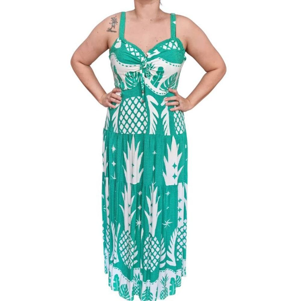 Vestido Feminino Alças Finas Estampado Virtude