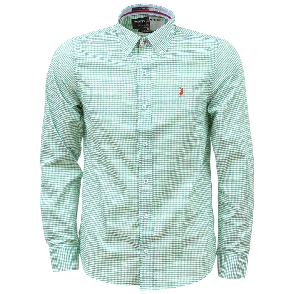 Camisa Xadrez Masculina Manga Longa Verde Austin Western 38368