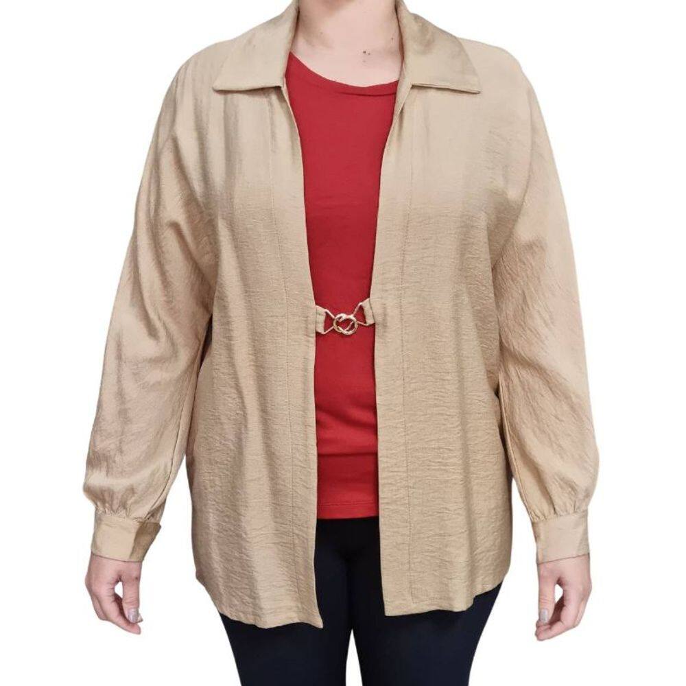 Blusa Feminina Cardigan MaxMaby´S Bege