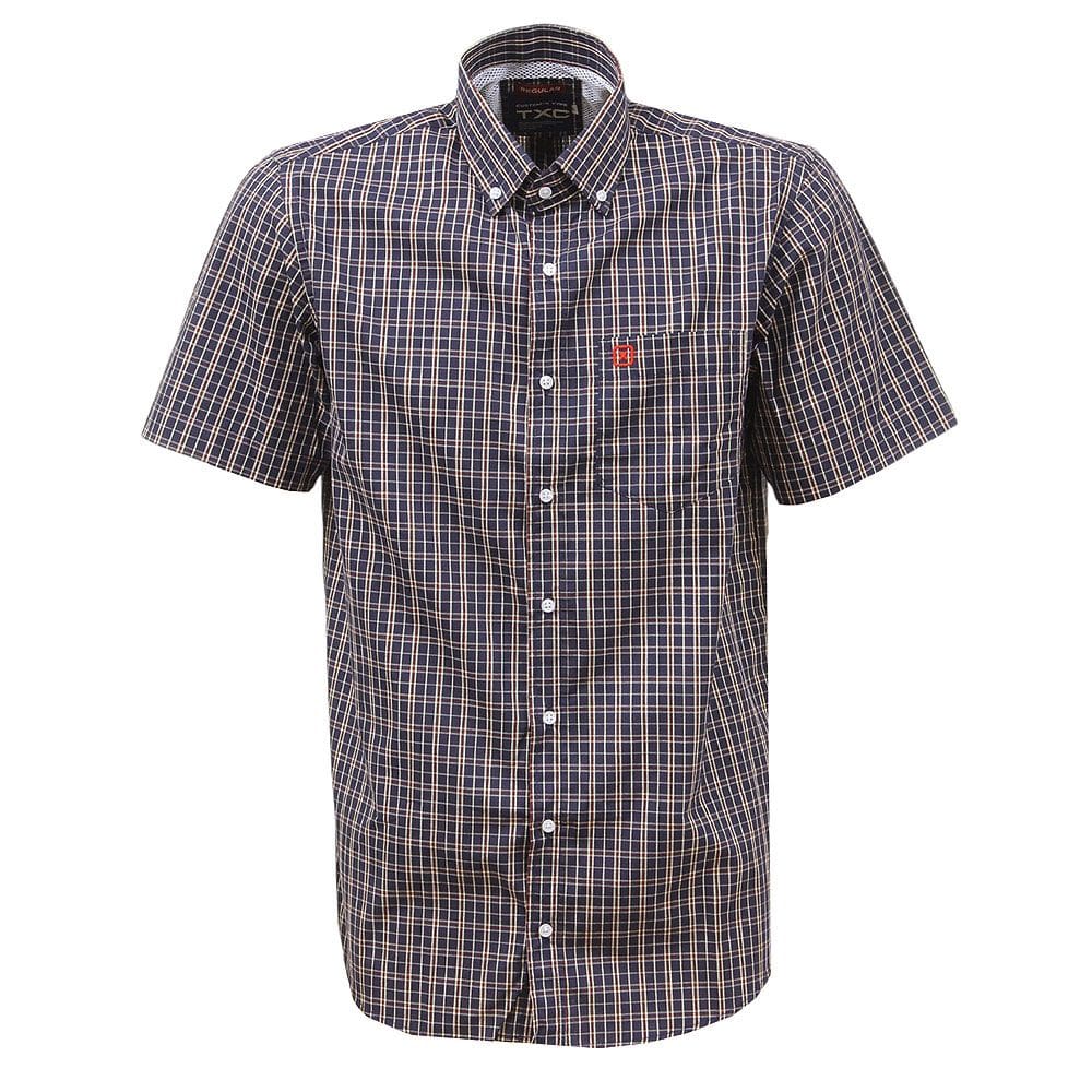 Camisa Xadrez Masculina Azul Marinho Manga Curta TXC 38269