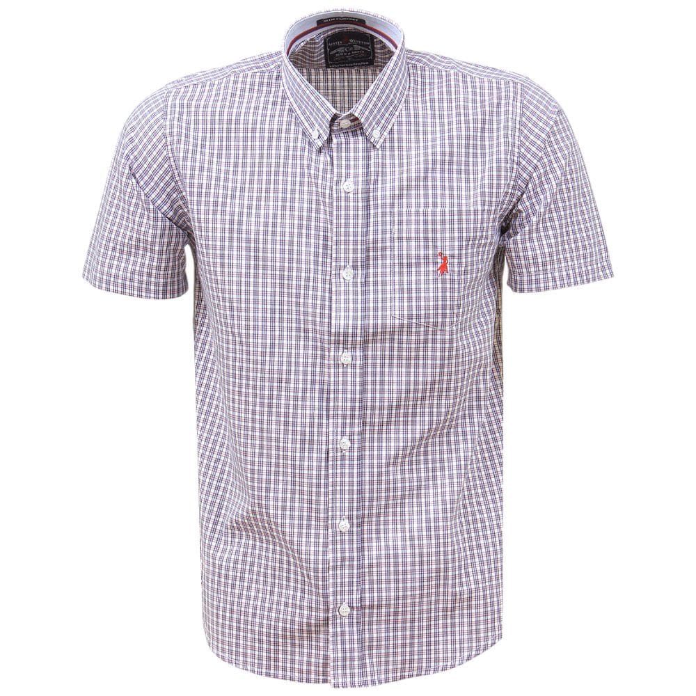 Camisa Xadrez Masculina Manga Curta Roxo Austin Western 38363
