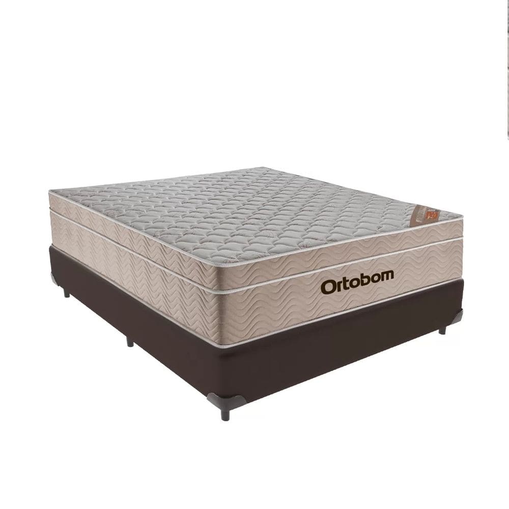 Cama Base Box Casal Marrom Colchão Molas Ensacadas Airtech Spring 138x188 - Ortobom