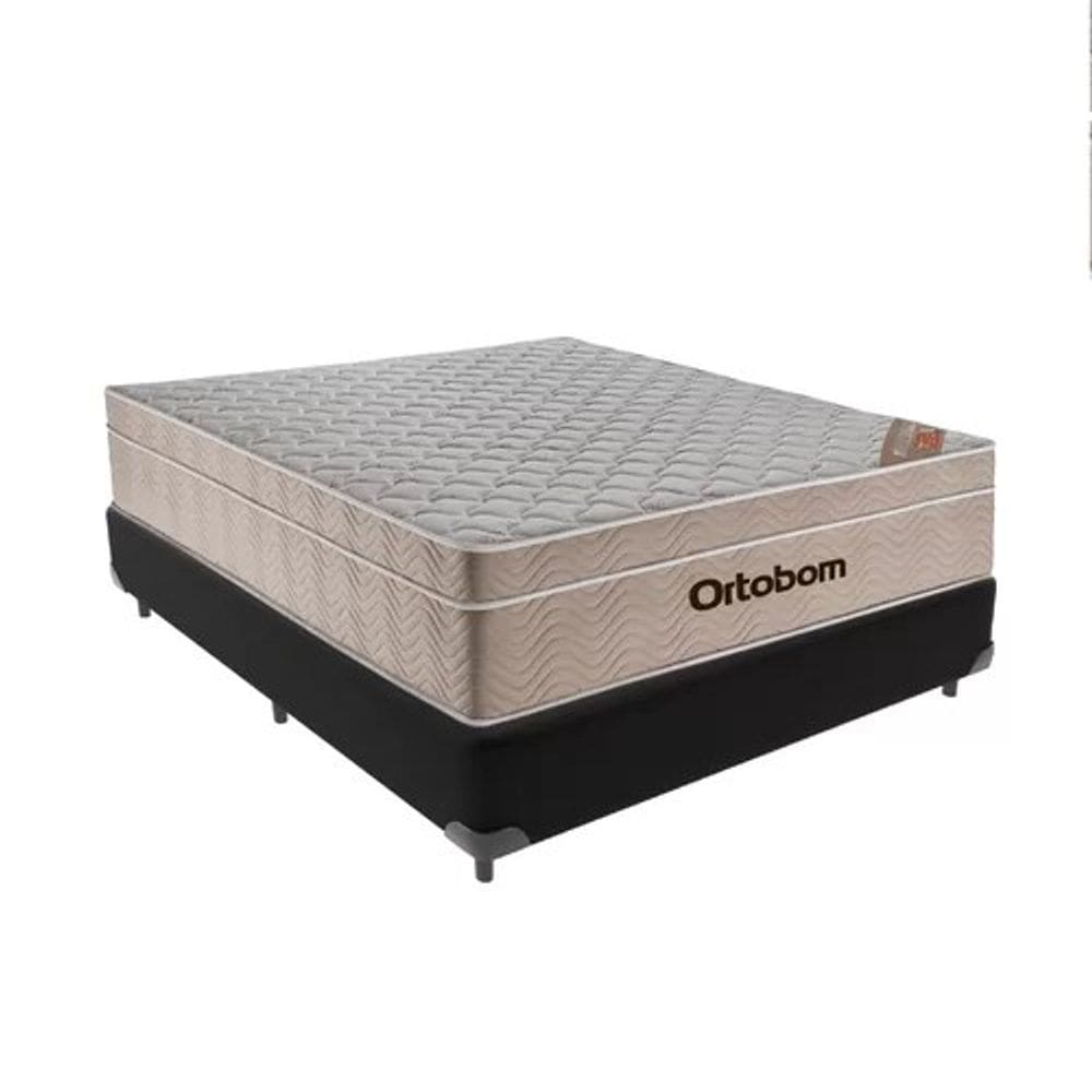Cama Base Box Casal Preto Colchão Molas Ensacadas Airtech Spring 138x188 - Ortobom
